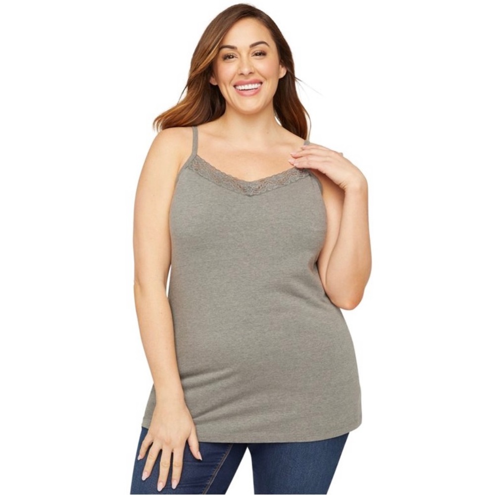 Catherines Women's Plus Size Suprema Gray Cami With Lace Plus Size 5X